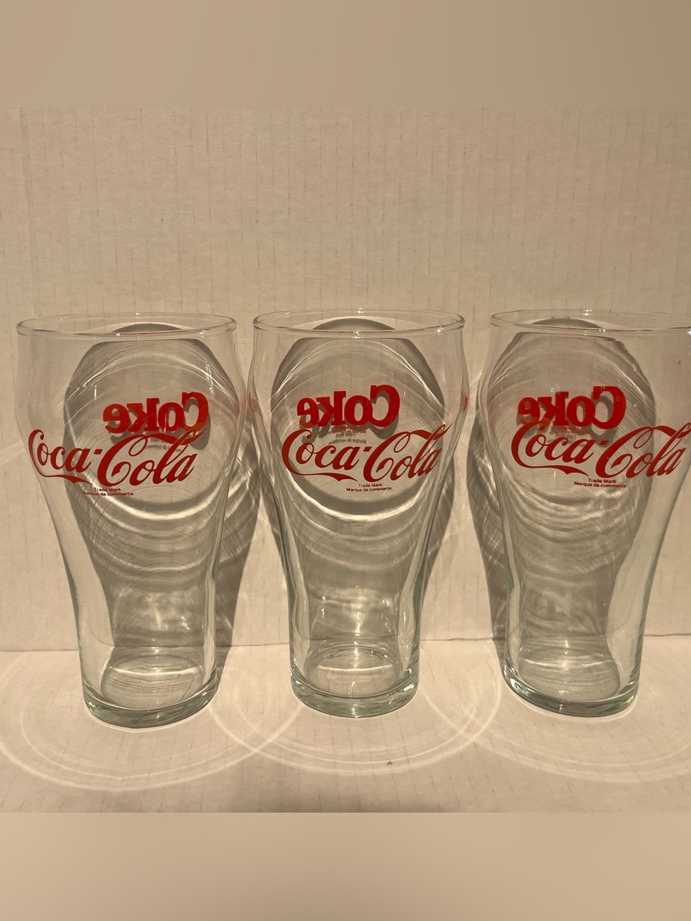 Vintage 1990  Coca Cola Clear Float Glasses with Red Logo - Set of 3